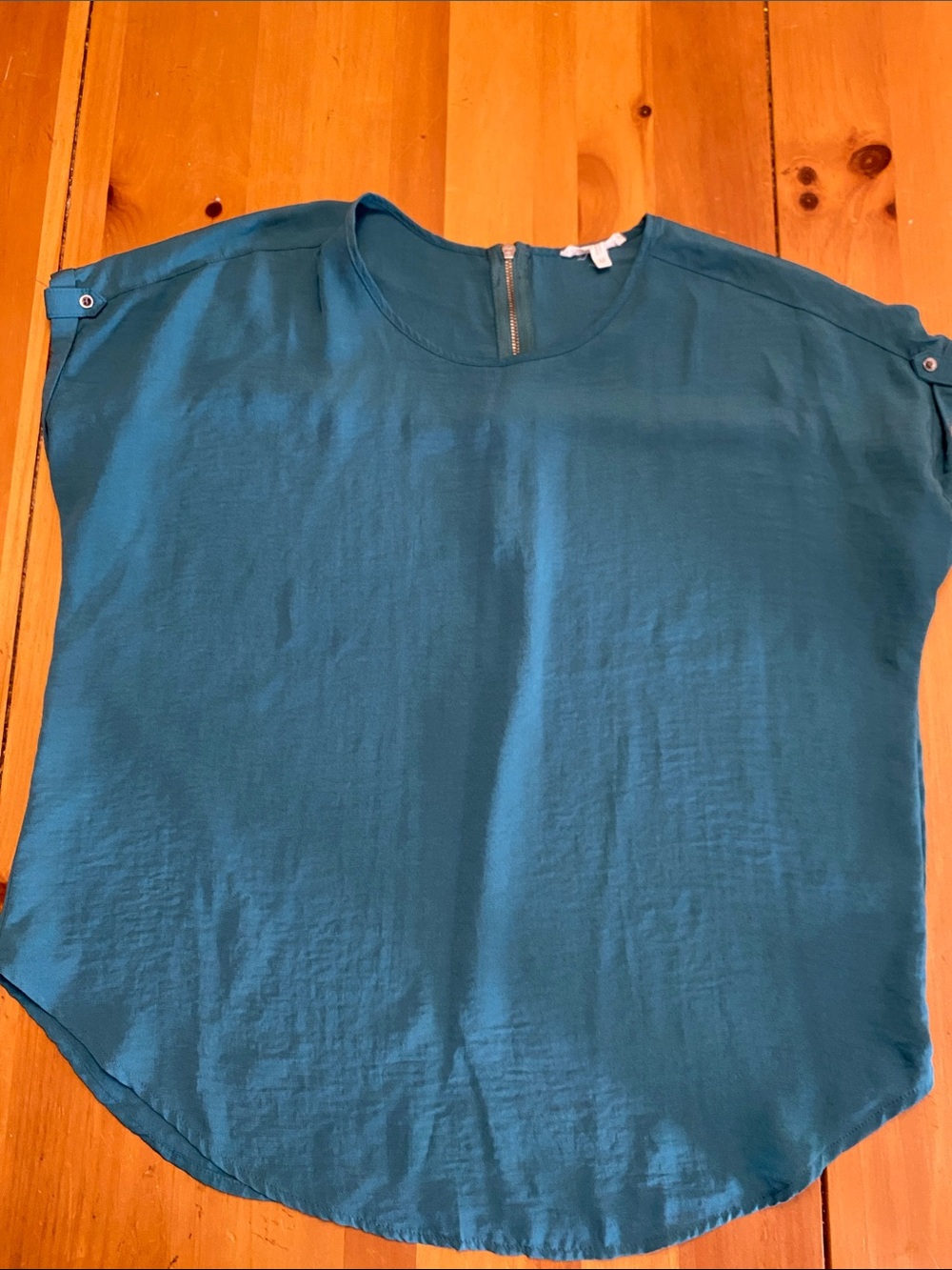 Maurices Teal Short Sleeve Round Neck Blouse